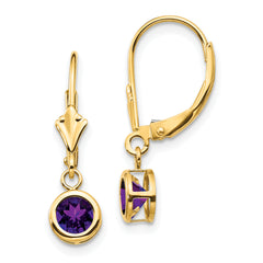 14k 5mm Amethyst Leverback Earring