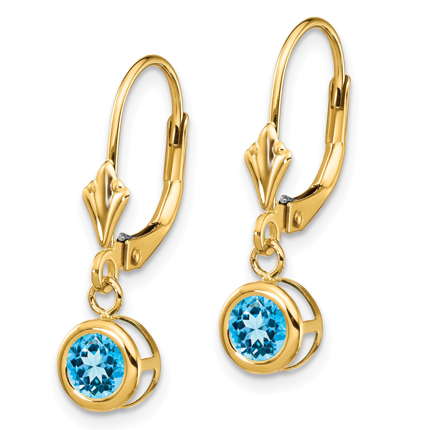 14k 5mm Blue Topaz Leverback Earring Secondary image