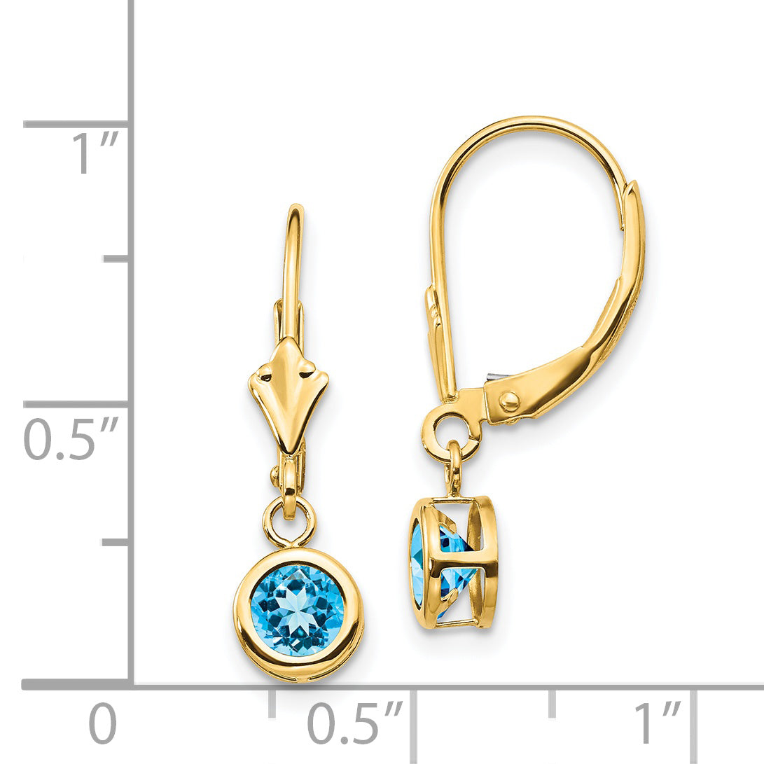 14k 5mm Blue Topaz Leverback Earring