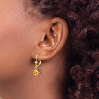 14k Citrine Round Leverback Earring