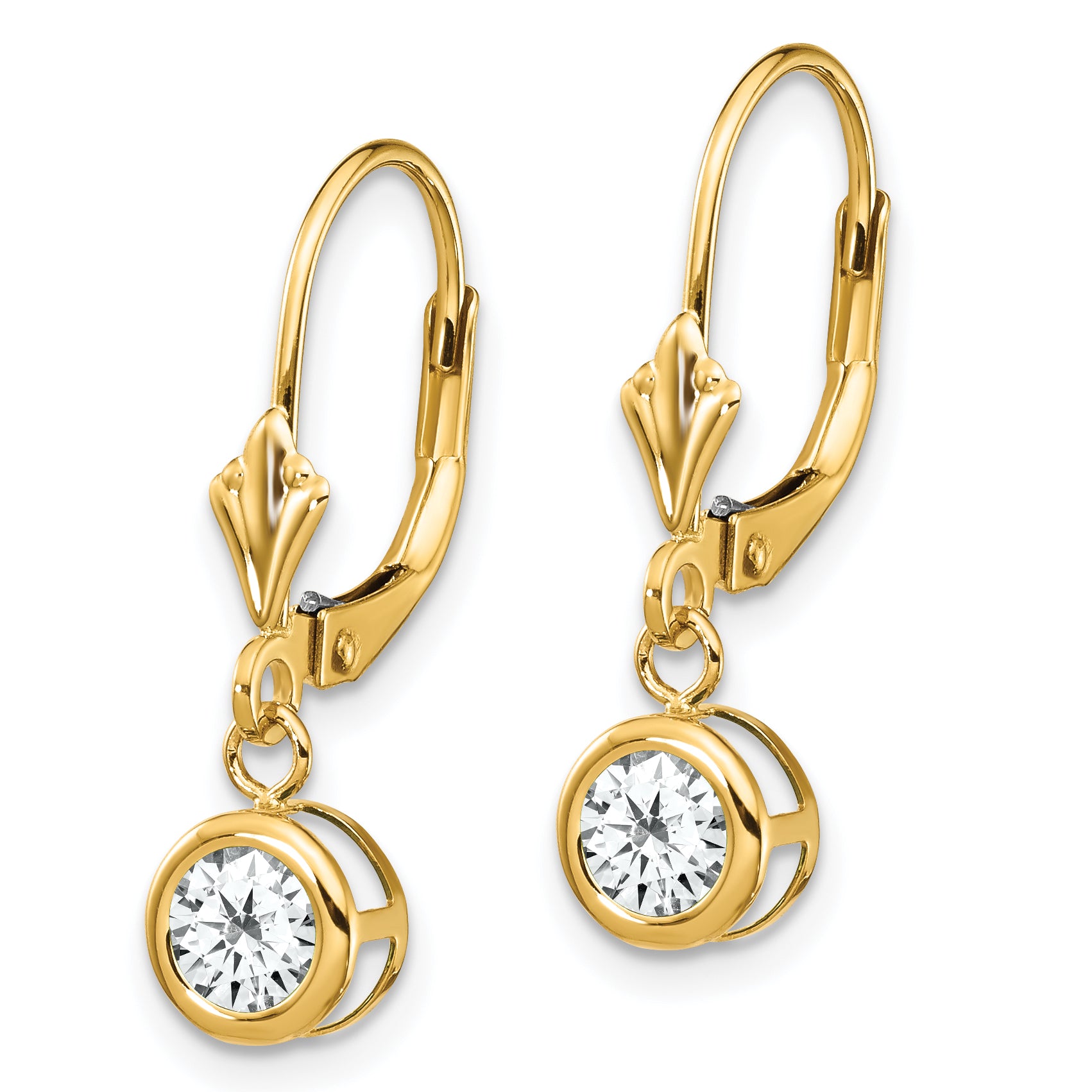 14k 5mm Cubic Zirconia Leverback Earrings