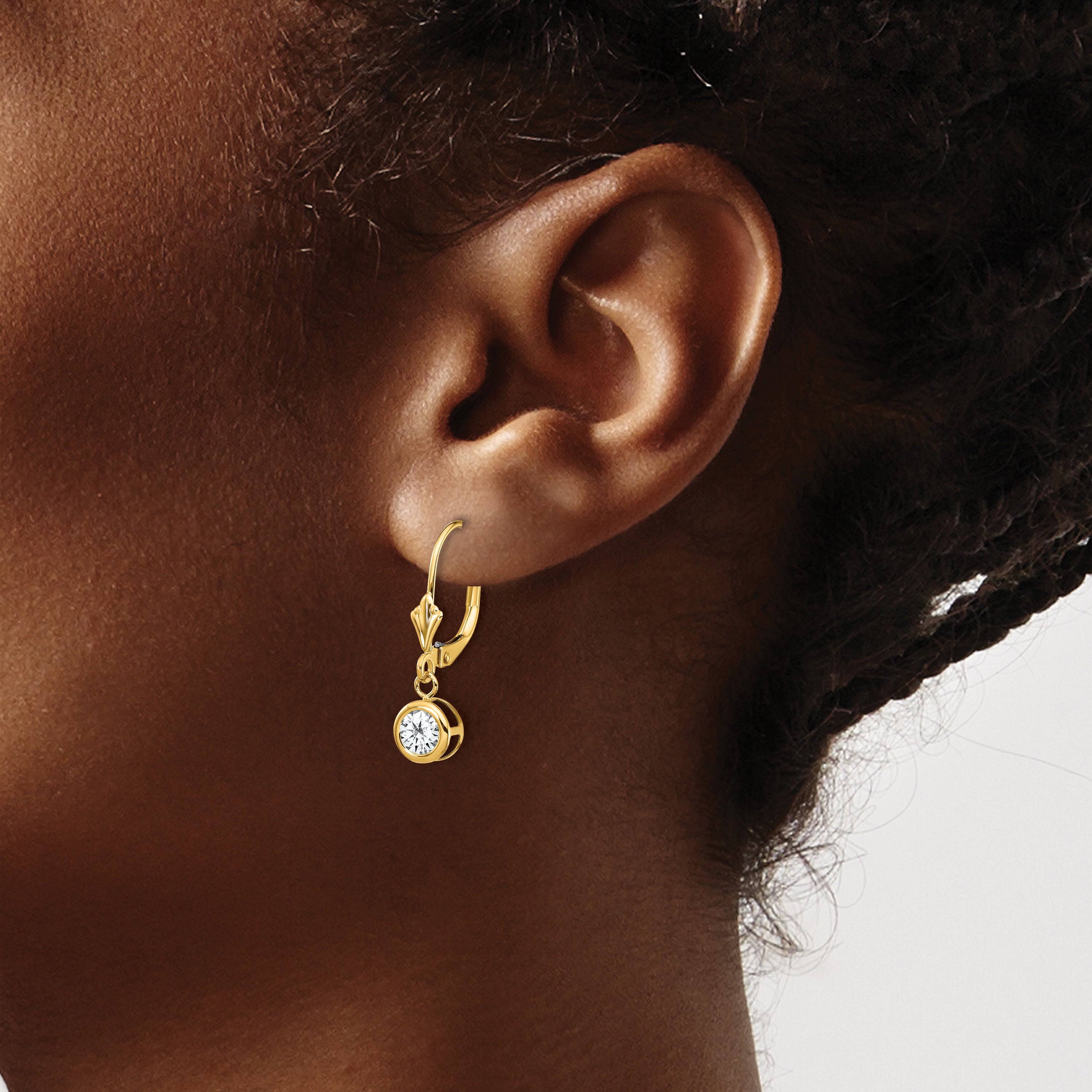 14k 5mm Cubic Zirconia Leverback Earrings