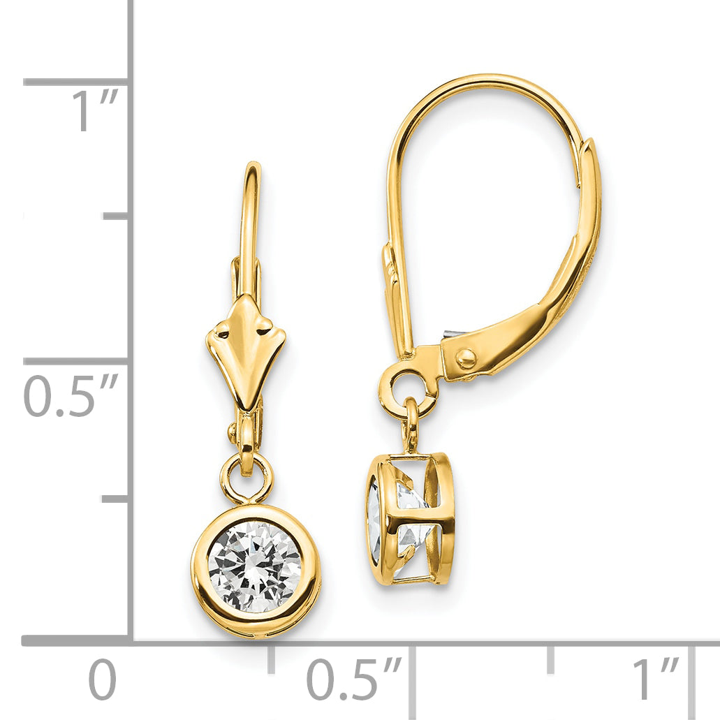 14k 5mm Cubic Zirconia Leverback Earrings