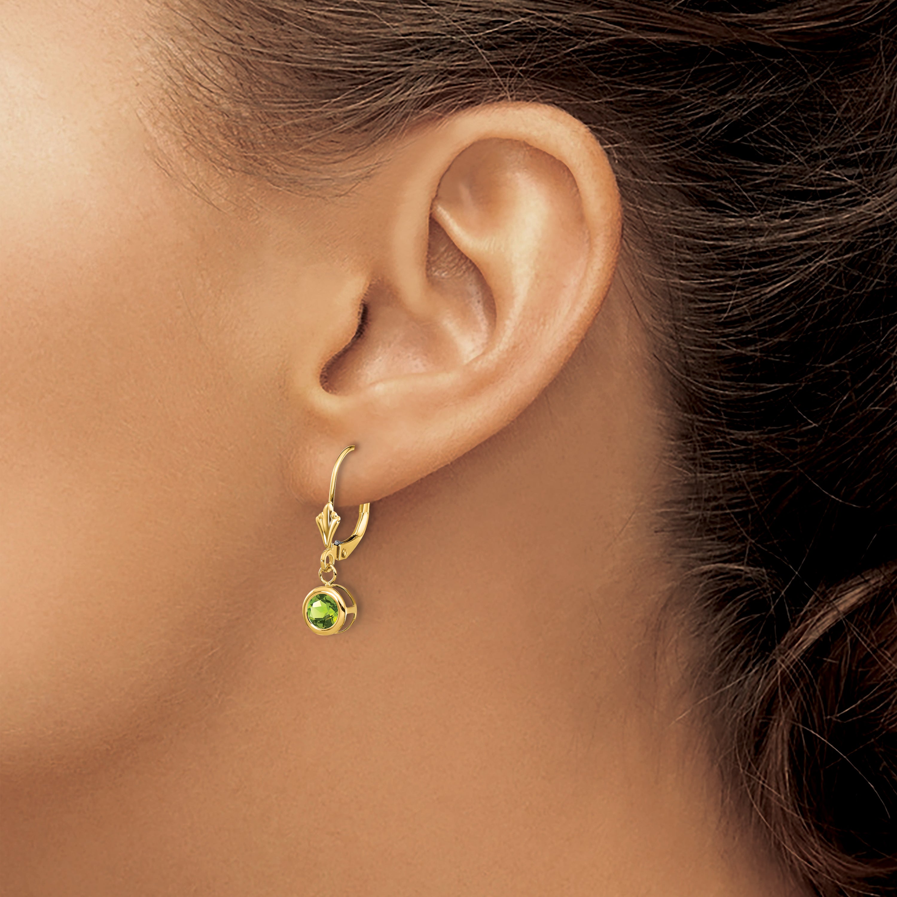 14k 5mm Peridot Leverback Earrings