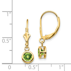 14k 5mm Peridot Leverback Earrings