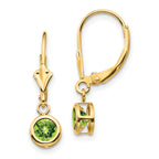 14k 5mm Peridot Leverback Earrings