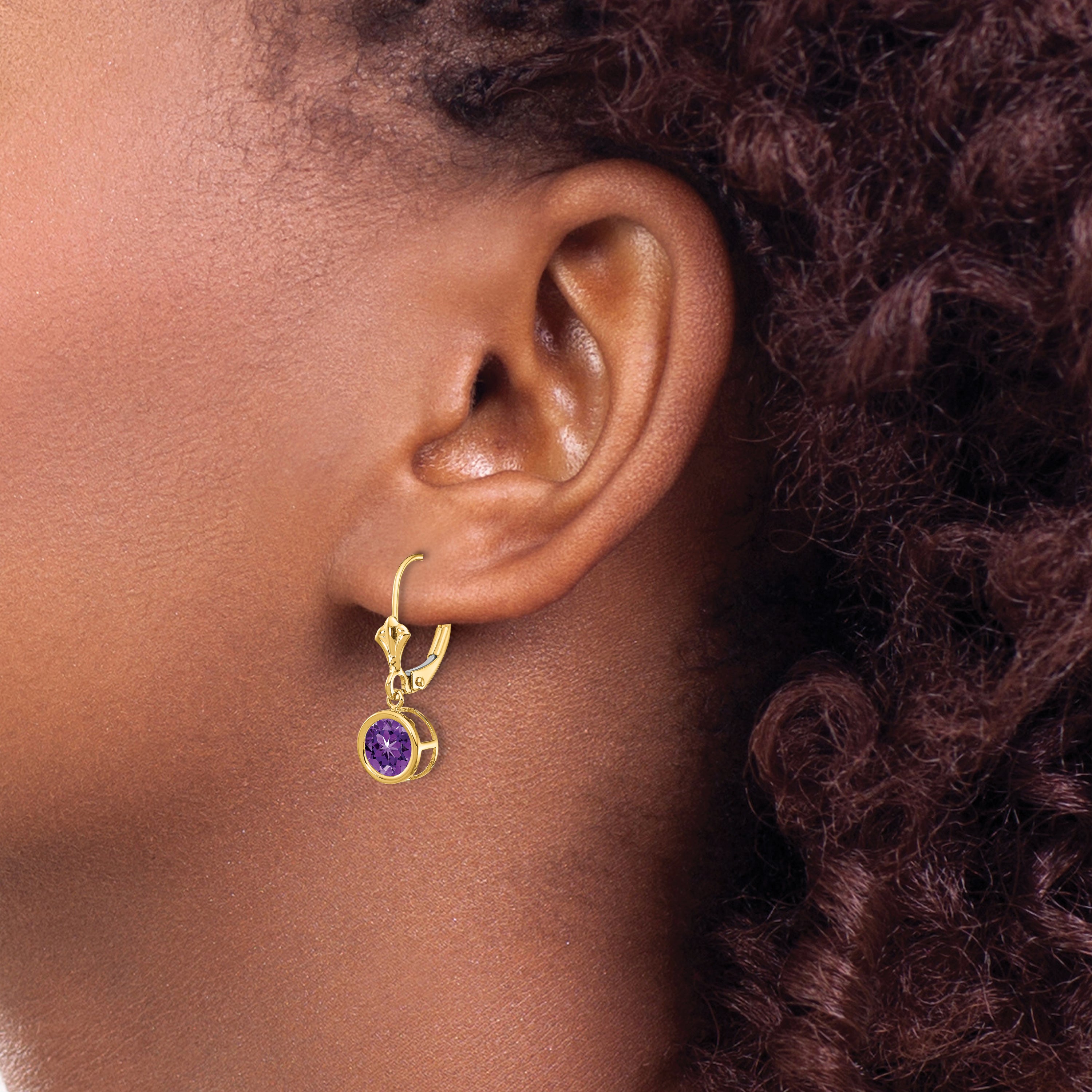 14k 6mm Amethyst Leverback Earrings