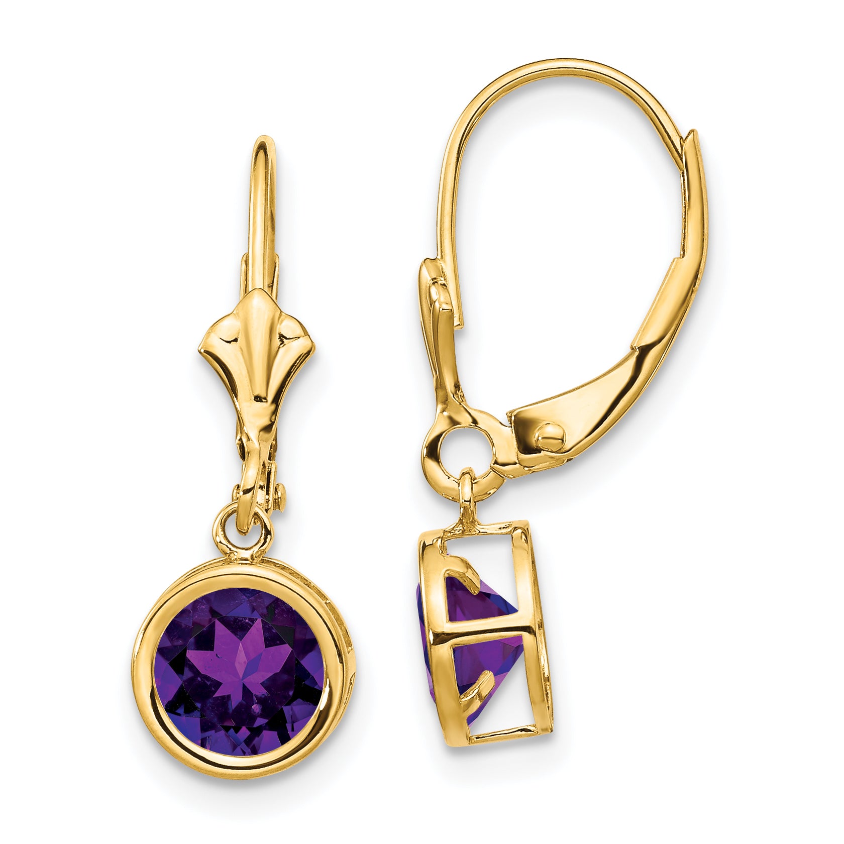 14k 6mm Amethyst Leverback Earrings Main image