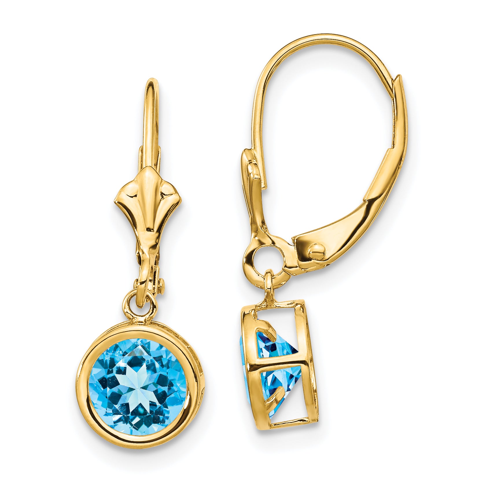 14k 6mm Blue Topaz Leverback Earrings Main image