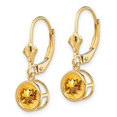 14k 6mm Citrine Leverback Earrings