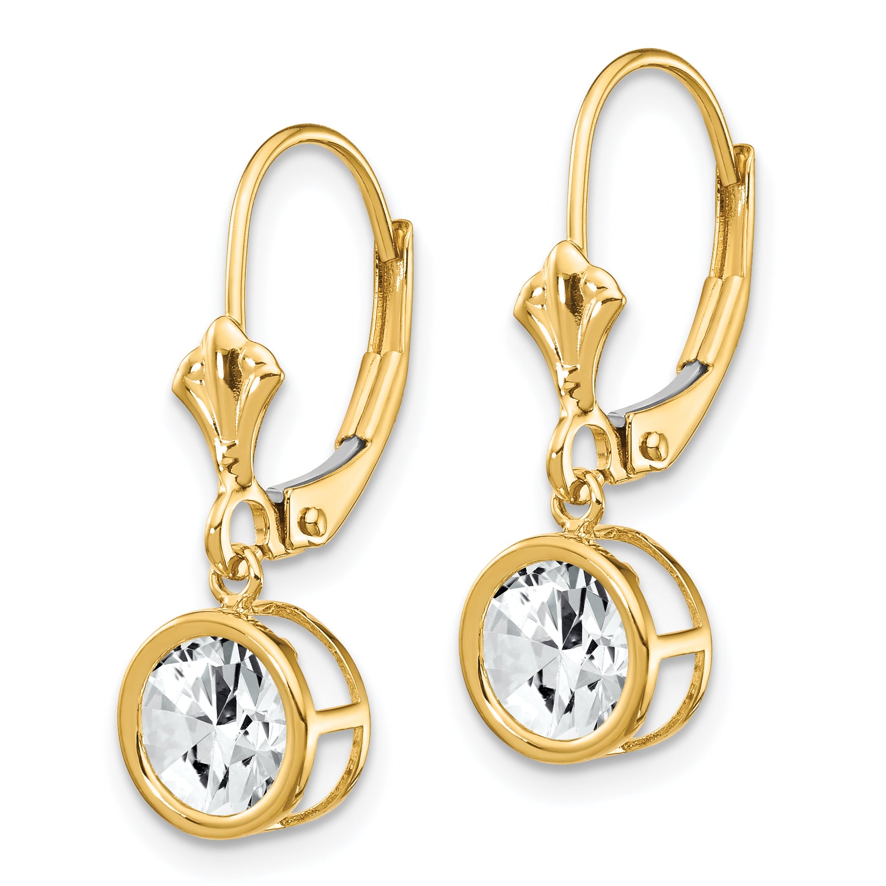 14k 6mm Cubic Zirconia Leverback Earrings Secondary image