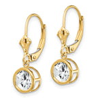 14k 6mm Cubic Zirconia Leverback Earrings