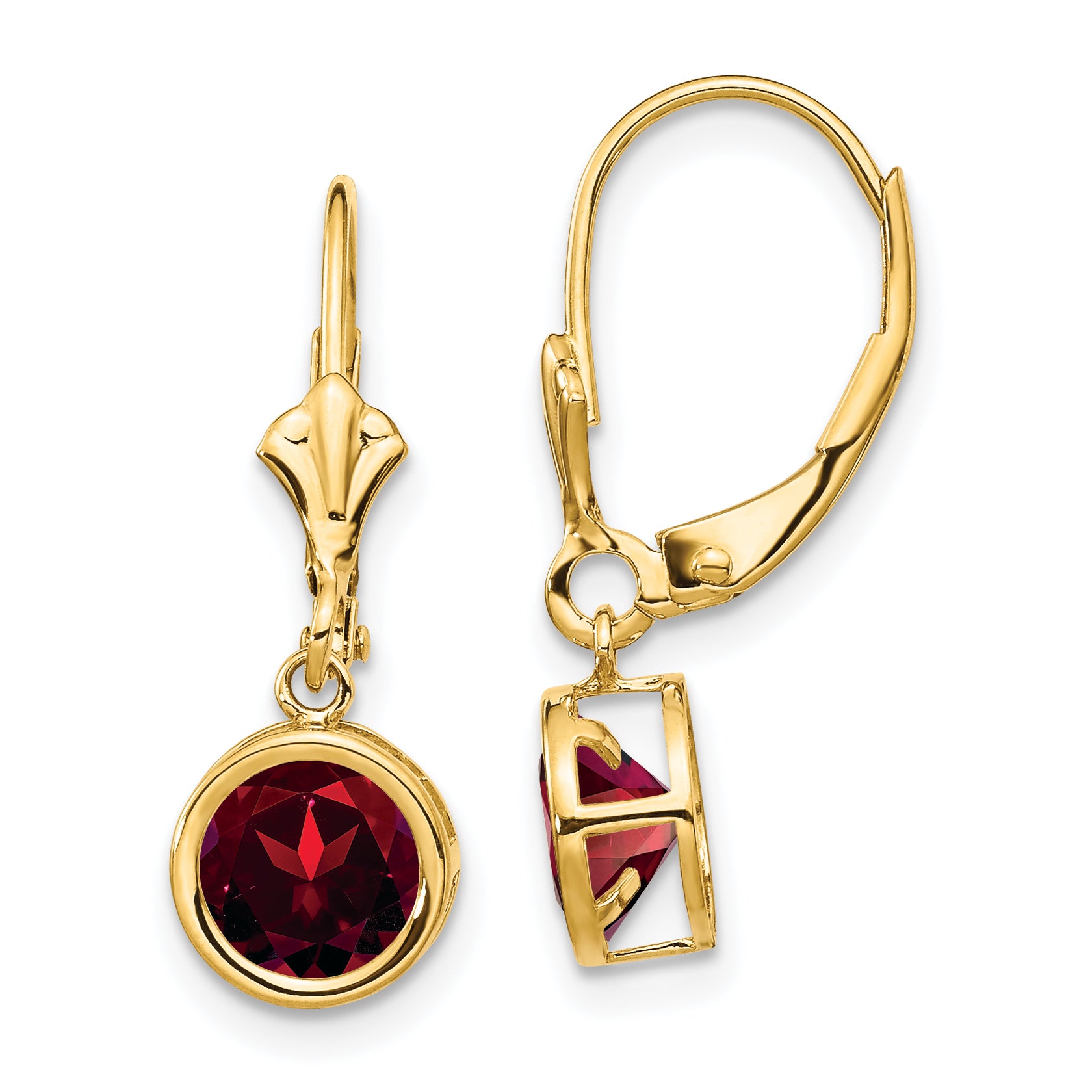 14k 6mm Garnet Leverback Earrings Main image