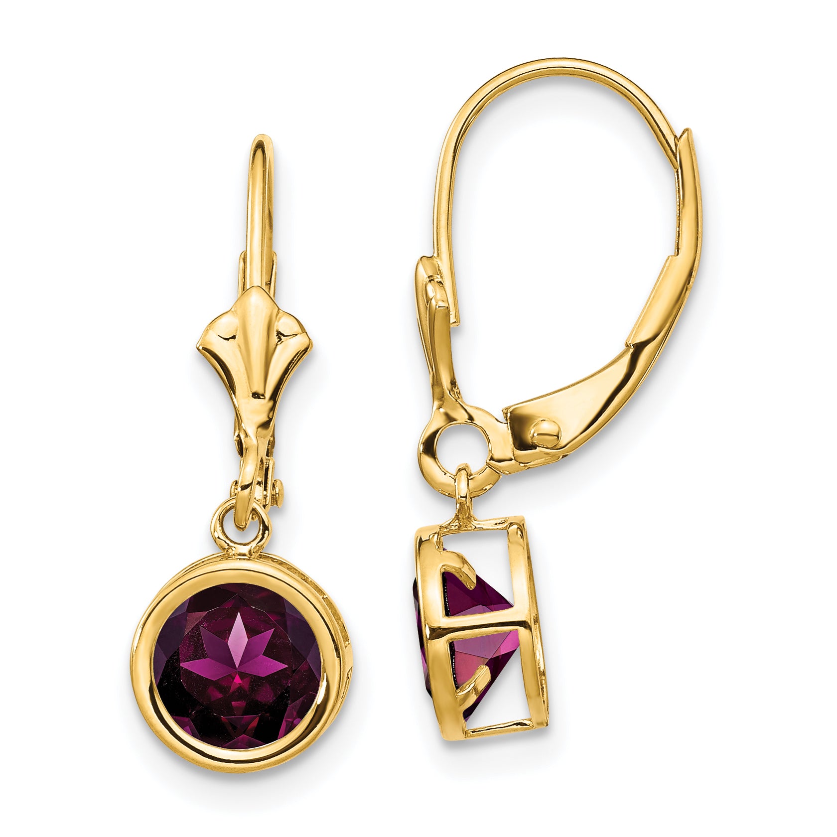 14k 6mm Rhodolite Garnet Leverback Earring Main image