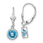 14k White Gold 6mm Blue Topaz Leverback Earrings