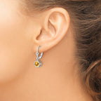 14k White Gold 6mm Citrine Leverback Earrings