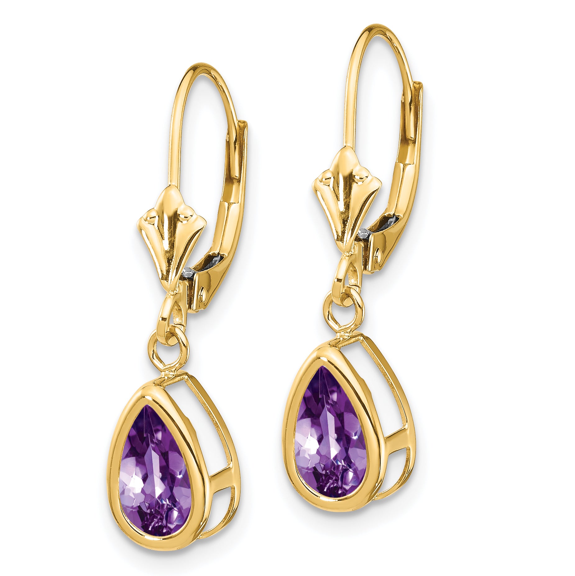 14k 8x5mm Amethyst Dangle Earrings Secondary image