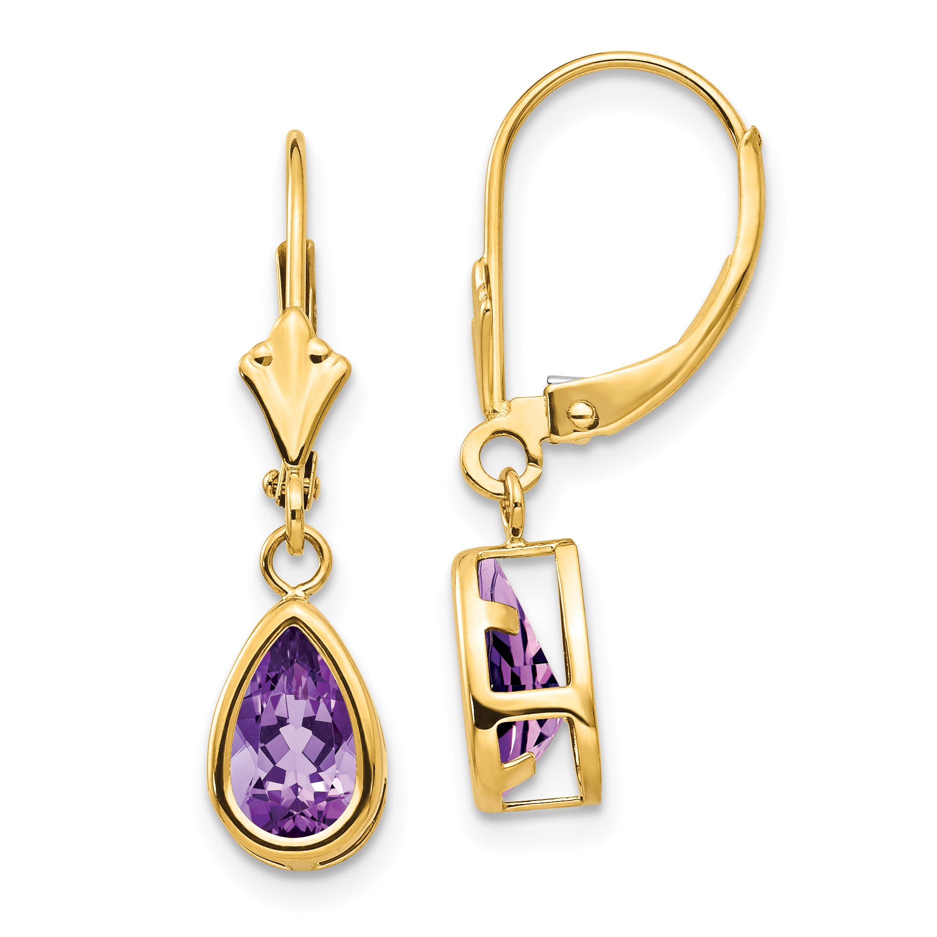 14k 8x5mm Amethyst Dangle Earrings Main image