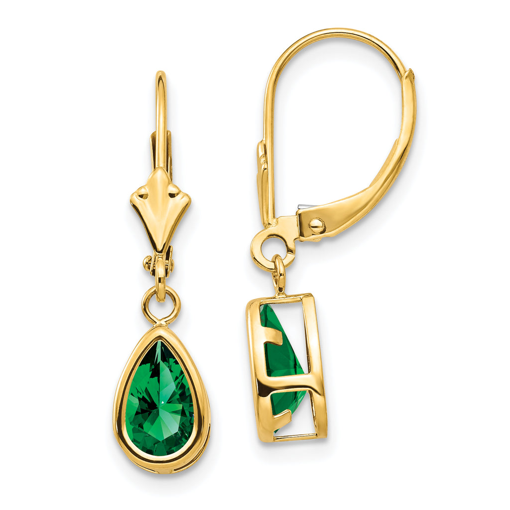 14k 8x5mm Pear Mount St. Helens Leverback Earrings