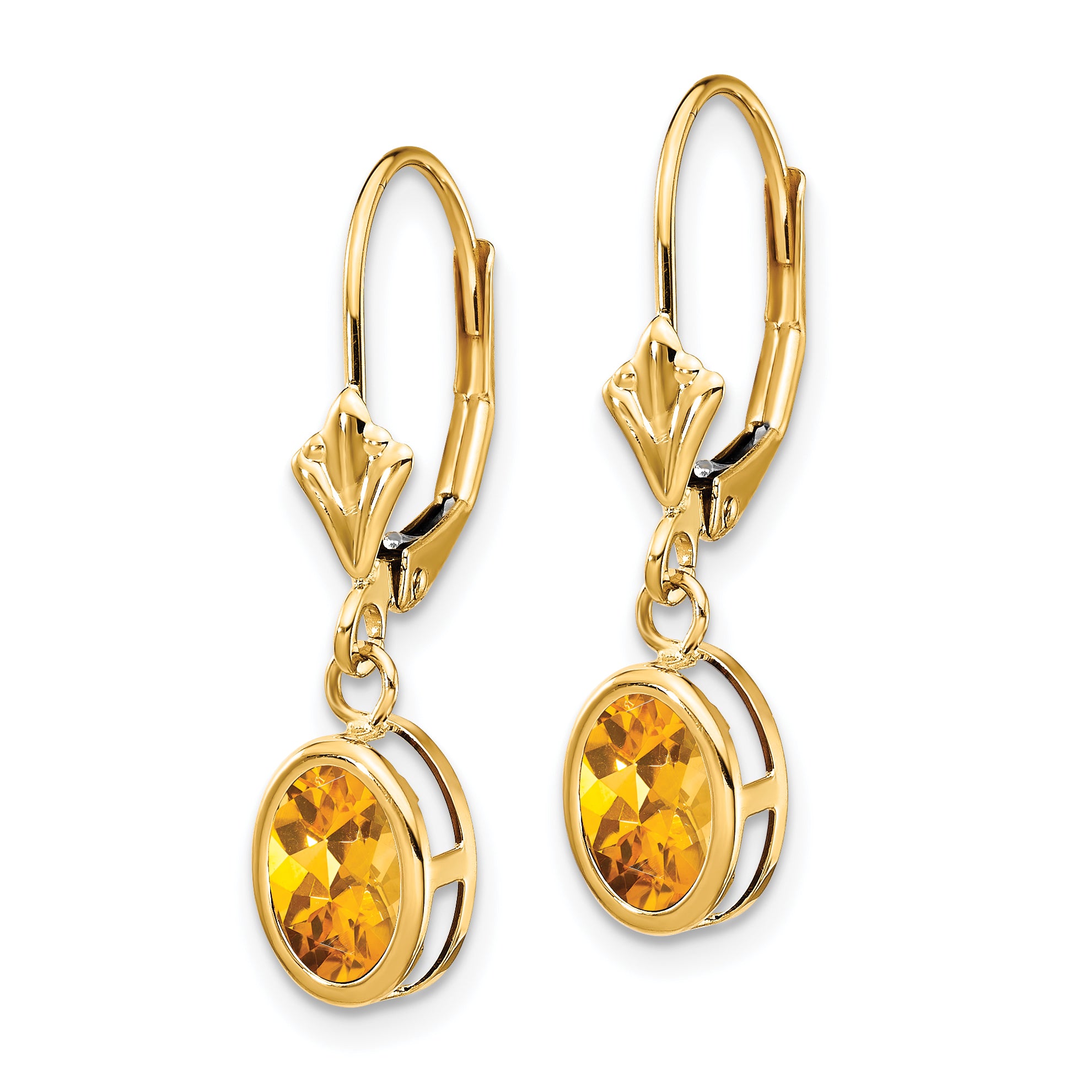 14k Citrine Oval Leverback Earrings Secondary image