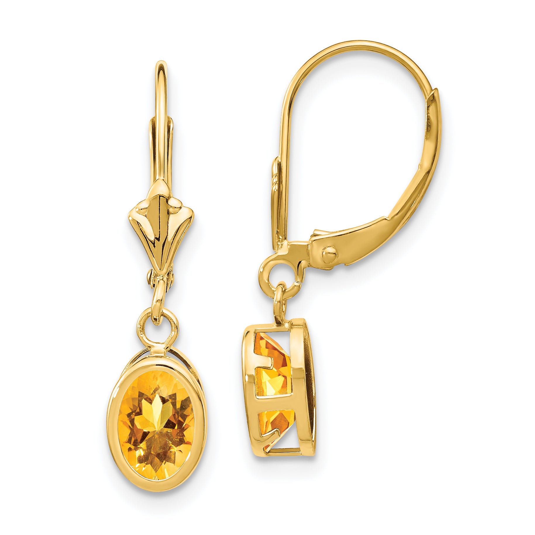14k Citrine Oval Leverback Earrings Main image