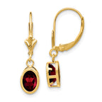 14k 7x5mm Oval Garnet Leverback Earrings