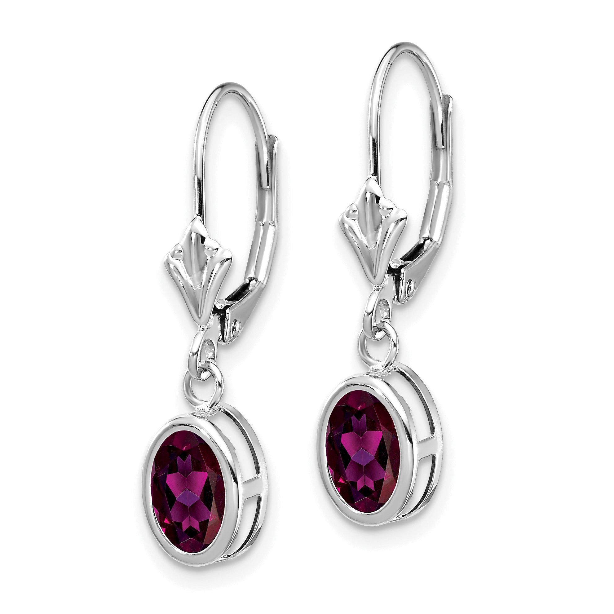 14kw Rhodolite Garnet Oval Leverback Earrings Secondary image