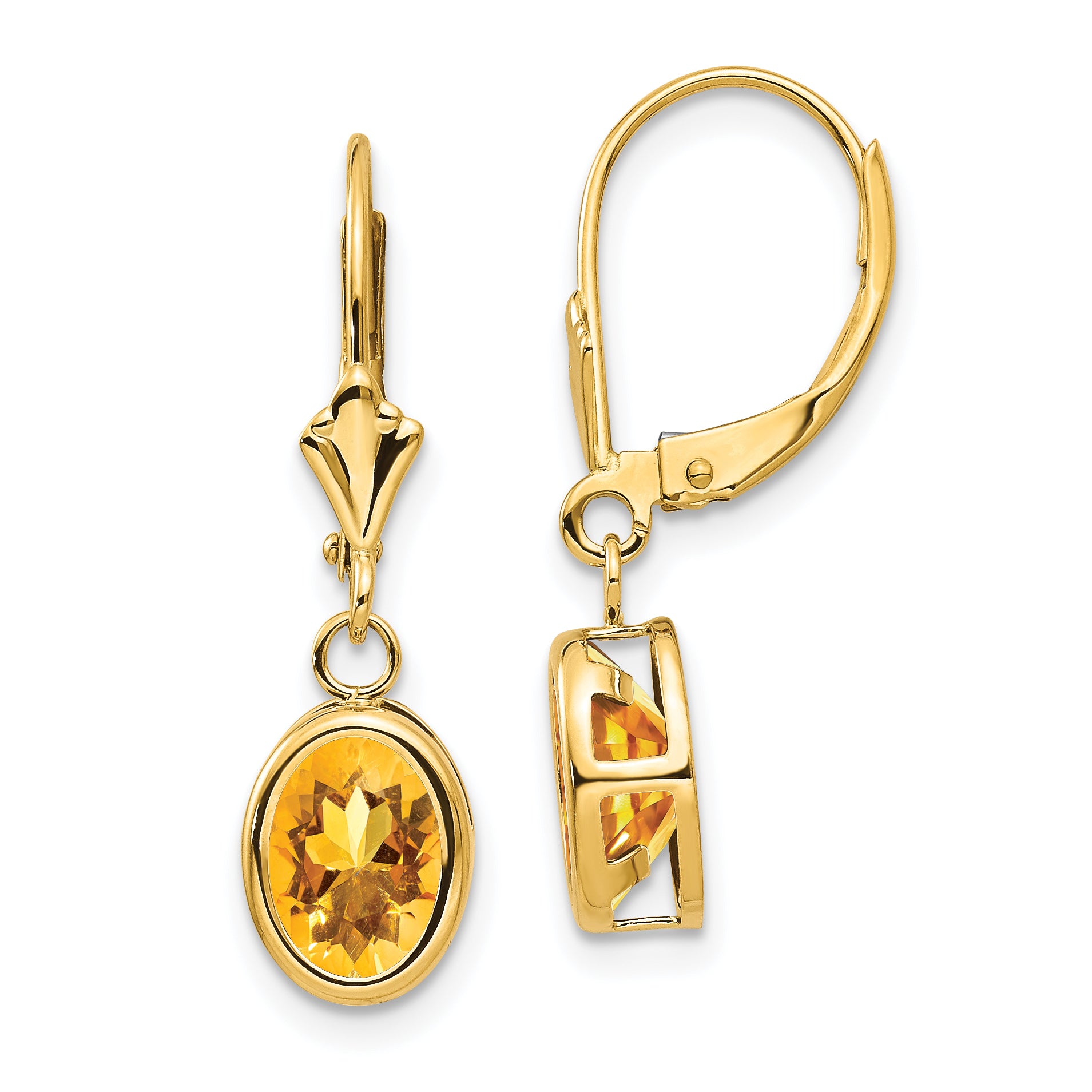 14k 8x6mm Oval Citrine Leverback Earrings Main image