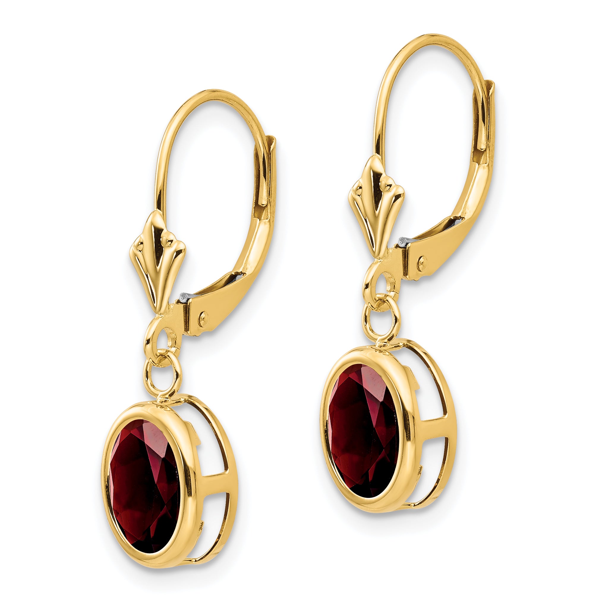 14k 8x6mm Oval Created Ruby Leverback Earrings Secondary image