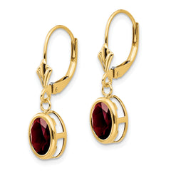 14k 8x6mm Oval Created Ruby Leverback Earrings