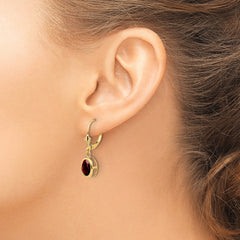 14k 8x6mm Oval Created Ruby Leverback Earrings