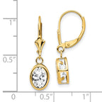 14k 8x6mm Oval Cubic Zirconia Leverback Earrings