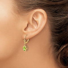 14k 8x6mm Oval Peridot Leverback Earrings