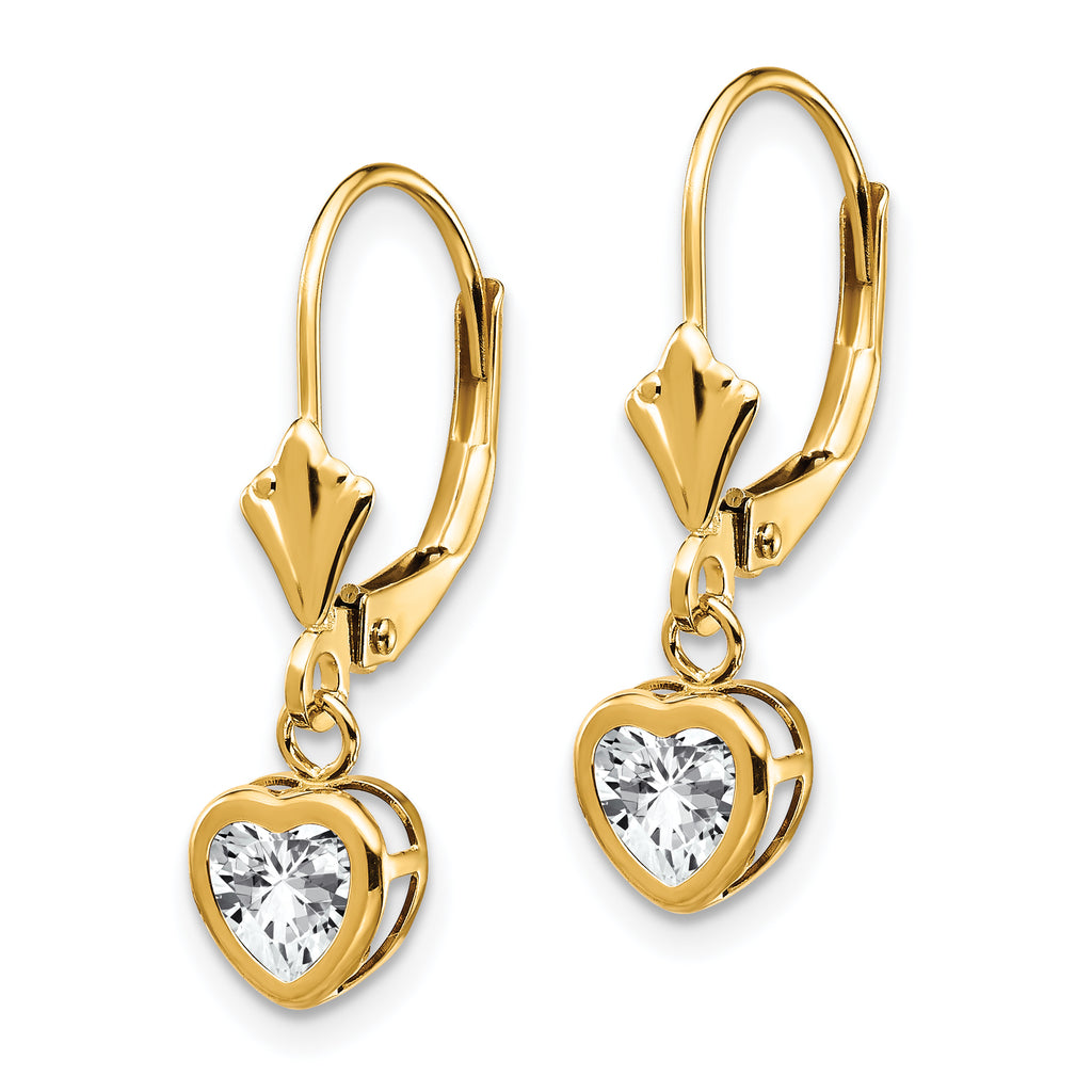 14k 5mm Heart Cubic Zirconia Earrings