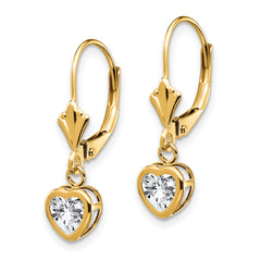 14k 5mm Heart Cubic Zirconia Earrings