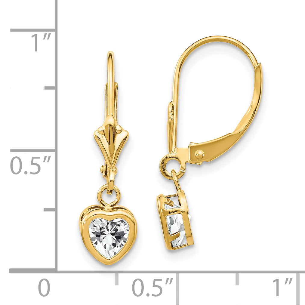 14k 5mm Heart Cubic Zirconia Earrings