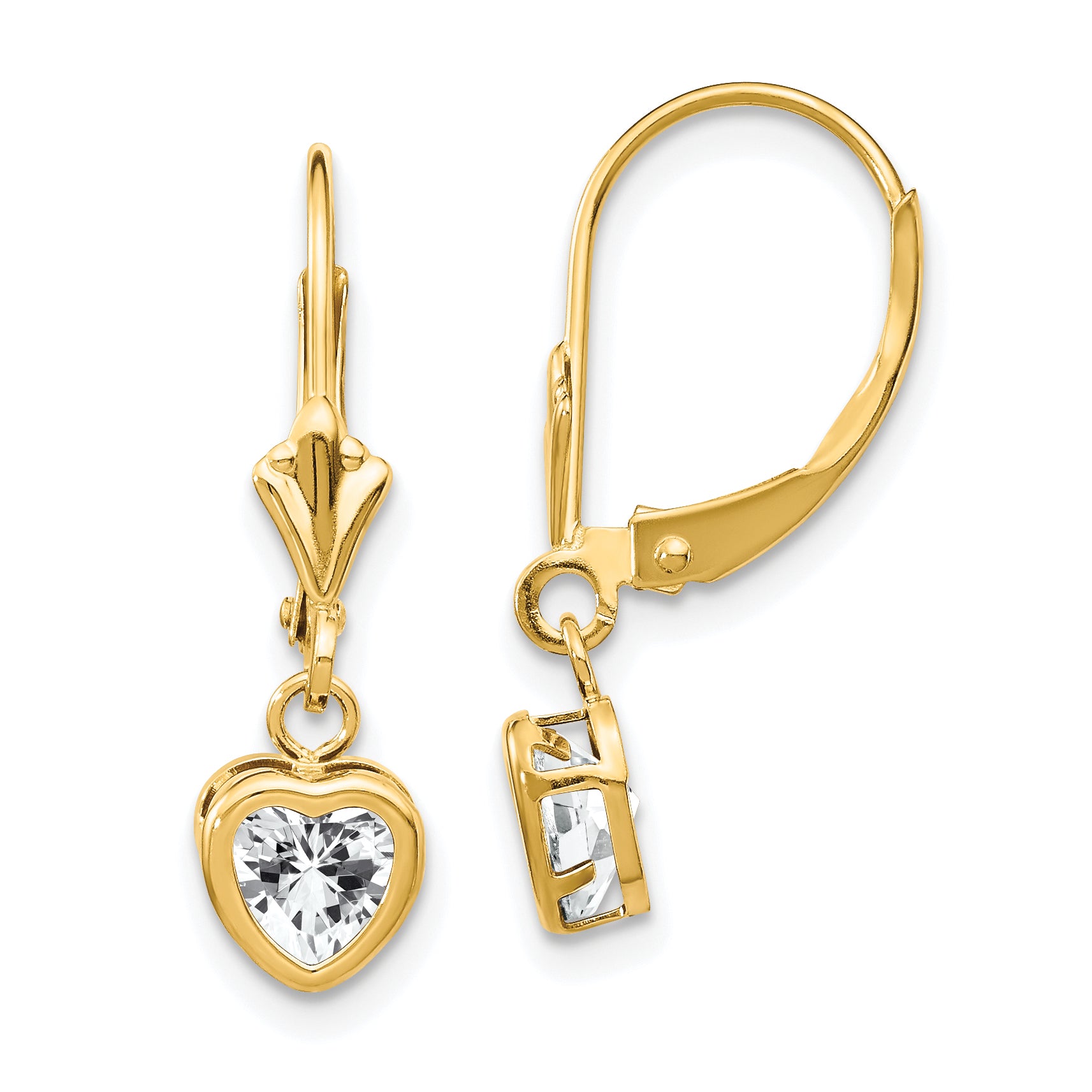 14k 5mm Heart Cubic Zirconia Earrings Main image