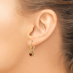 14k 5mm Heart Garnet Earrings