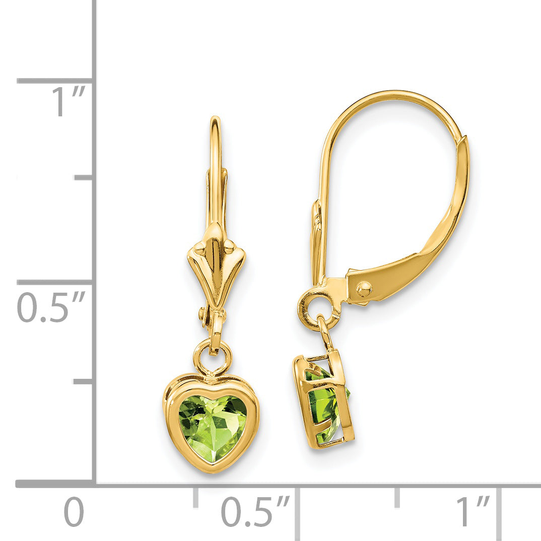 14k 5mm Heart Peridot Earrings