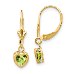 14k 5mm Heart Peridot Earrings