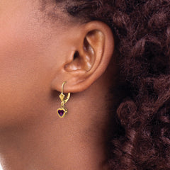14k 5mm Heart Rhodolite Garnet Earrings