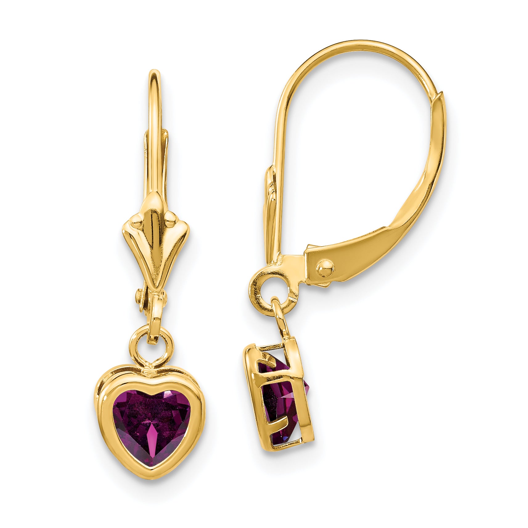 14k 5mm Heart Rhodolite Garnet Earrings