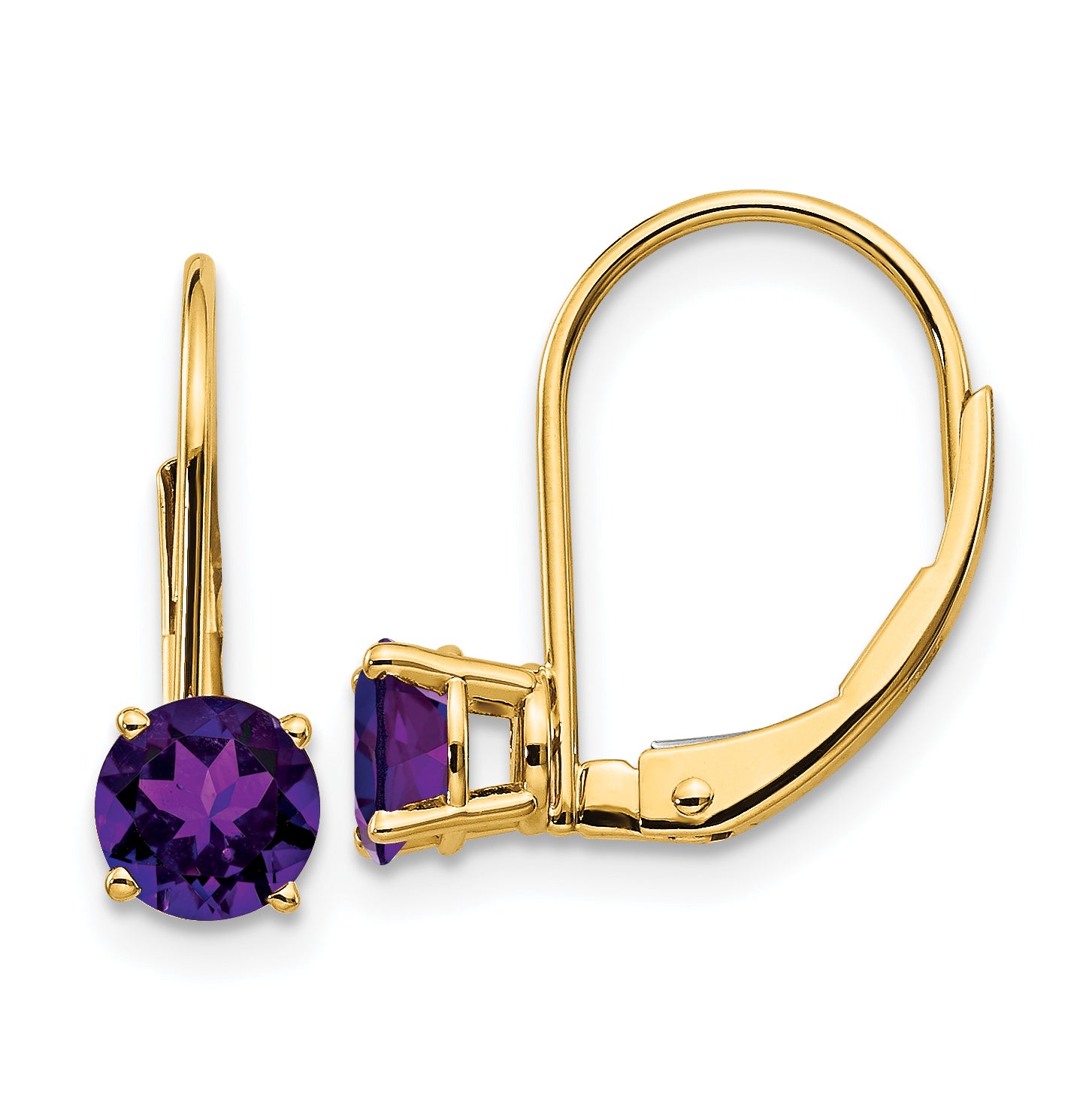 14k 5mm Amethyst Leverback Earrings Main image