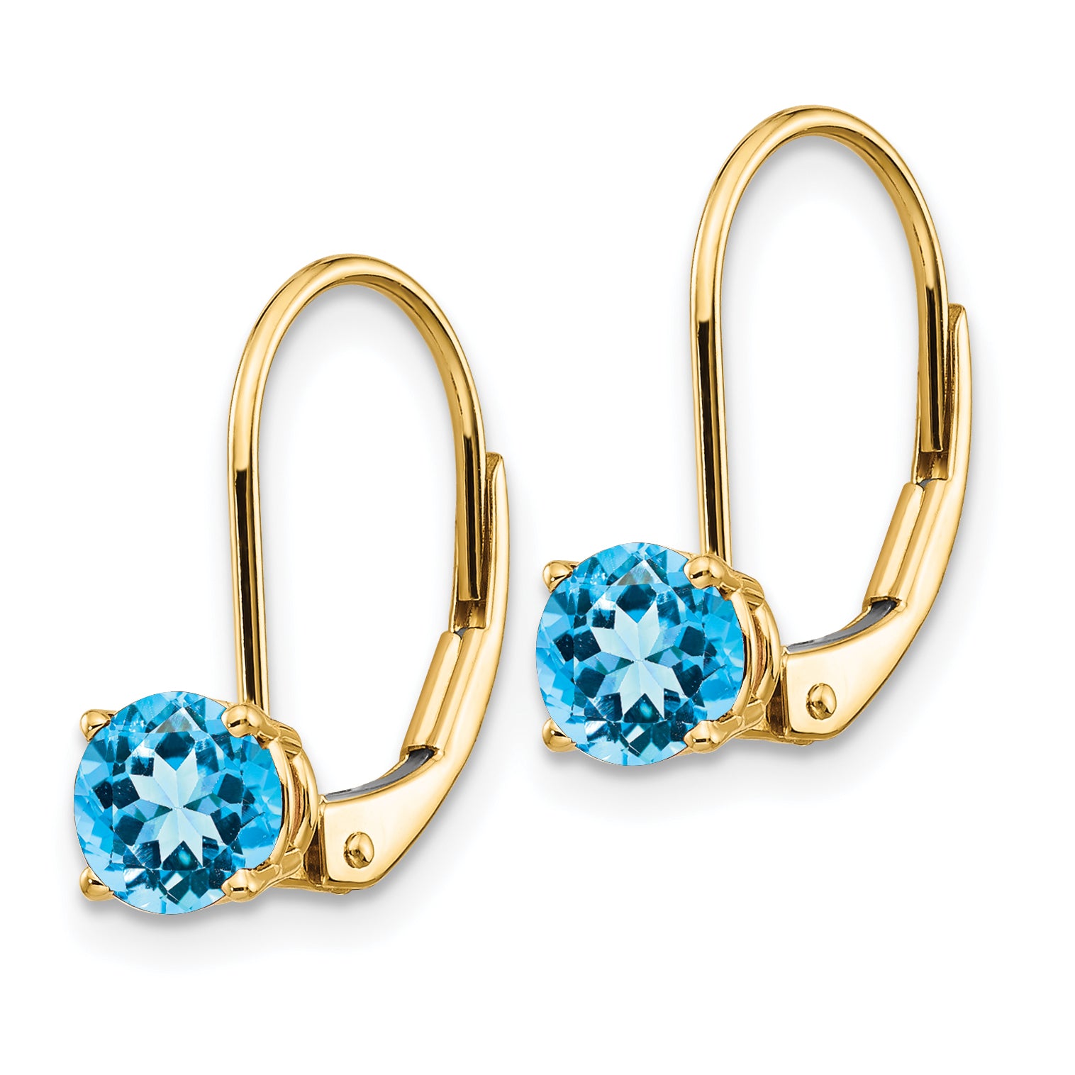 14k 5mm Blue Topaz Leverback Earrings Secondary image