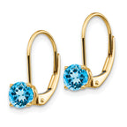 14k 5mm Blue Topaz Leverback Earrings
