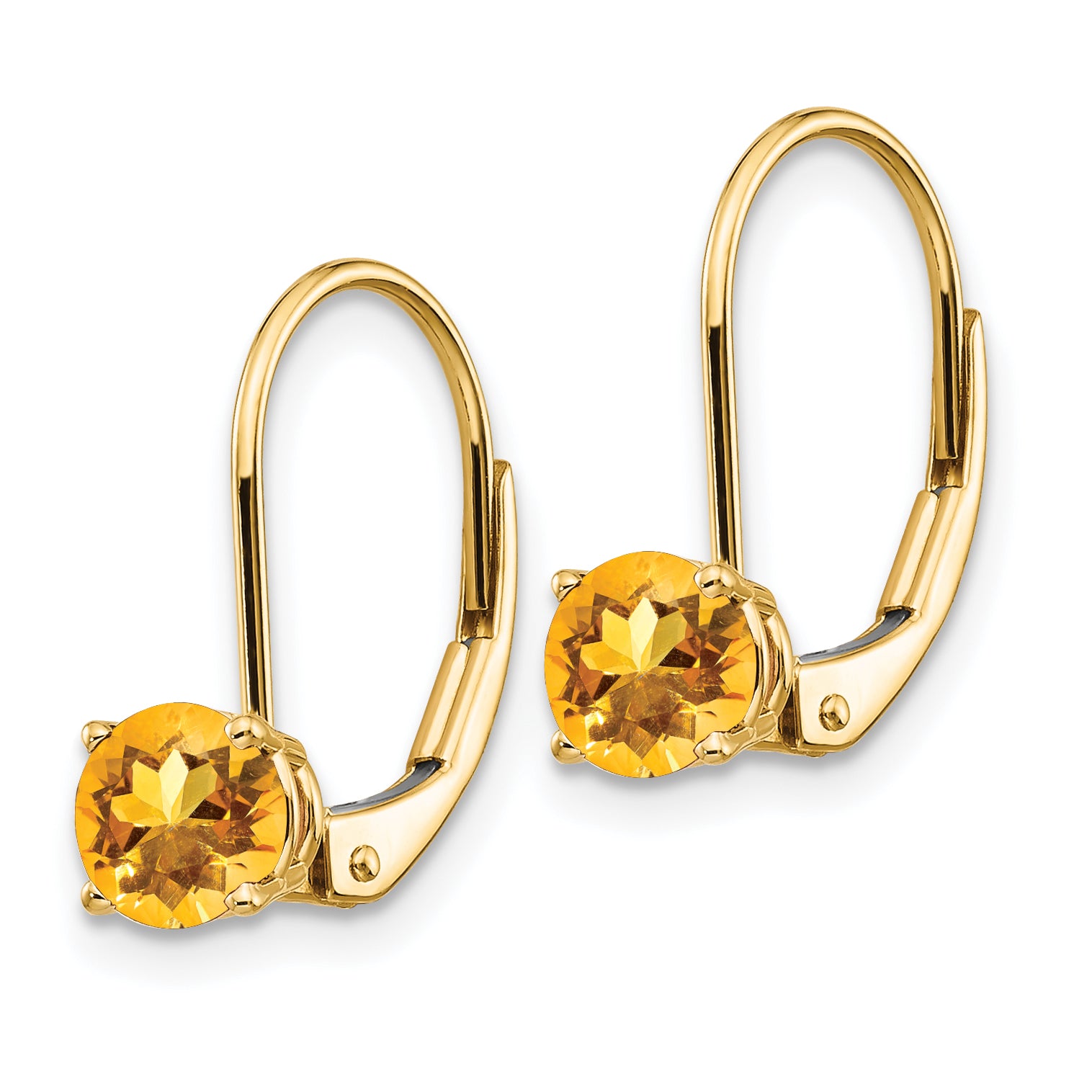 14k 5mm Citrine Leverback Earrings Secondary image