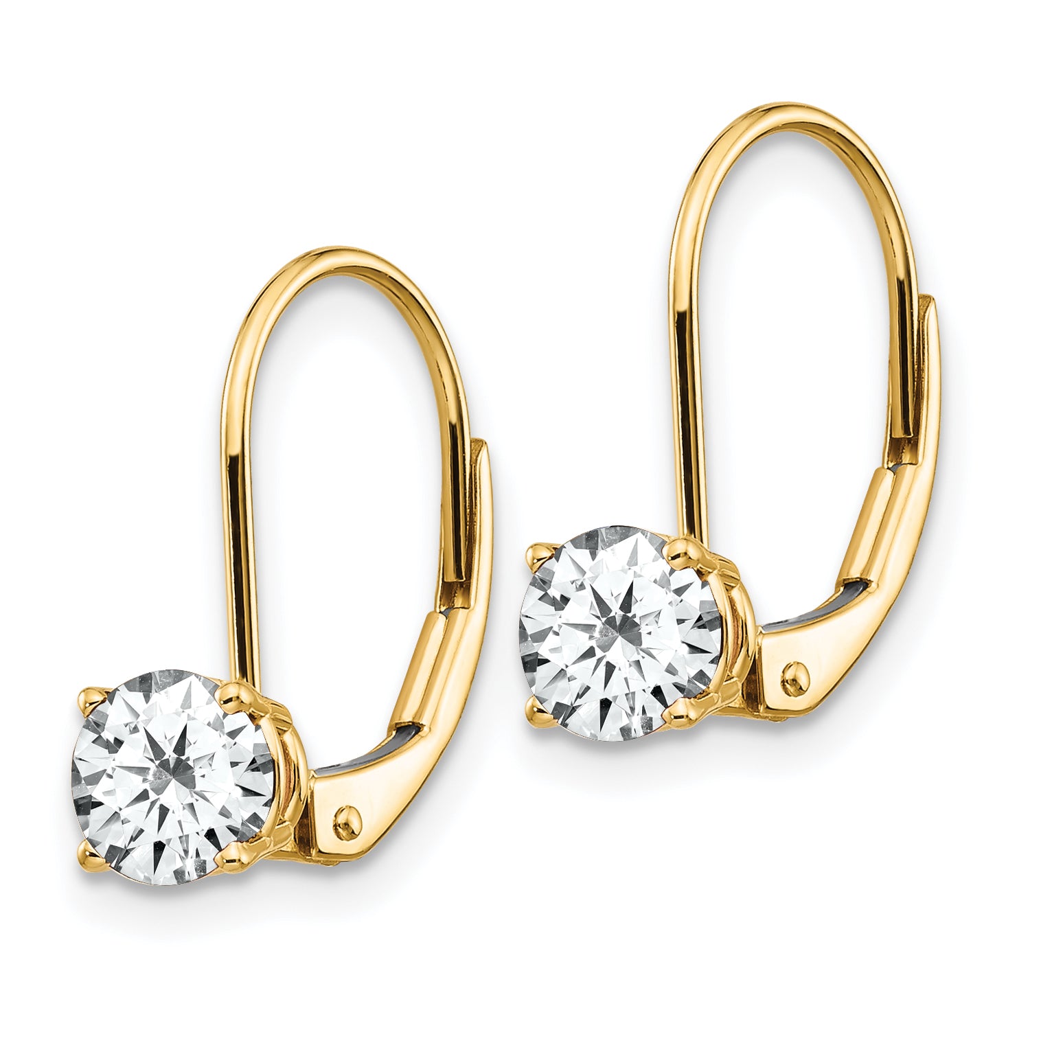 14k 5mm Cubic Zirconia Leverback Earrings Secondary image