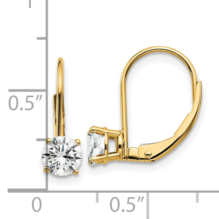 14k 5mm Cubic Zirconia Leverback Earrings