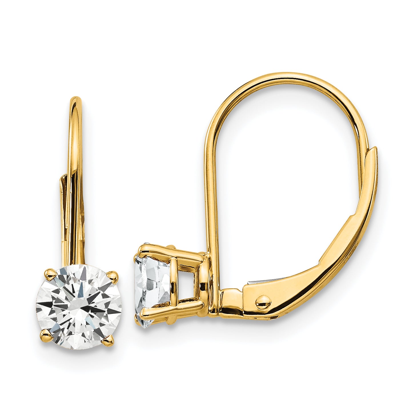14k 5mm Cubic Zirconia Leverback Earrings