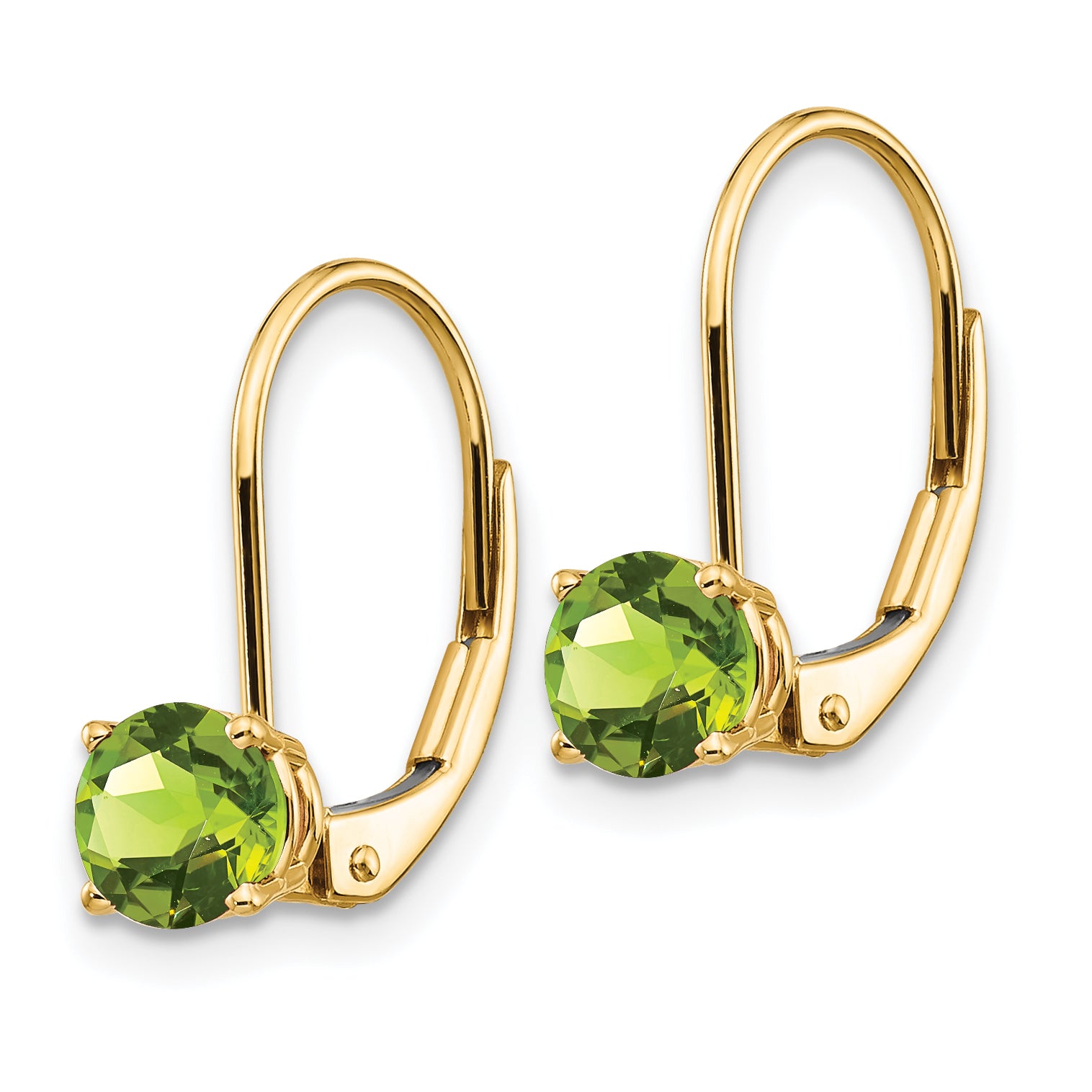 14k 5mm Peridot Leverback Earrings Secondary image